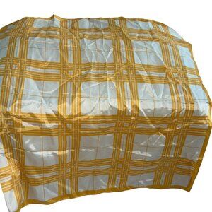 Vintage silk goldenrod ochre mustard golden yellow widow pane plaid scarf